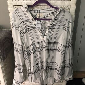 black and white flannel longsleeve t shirt